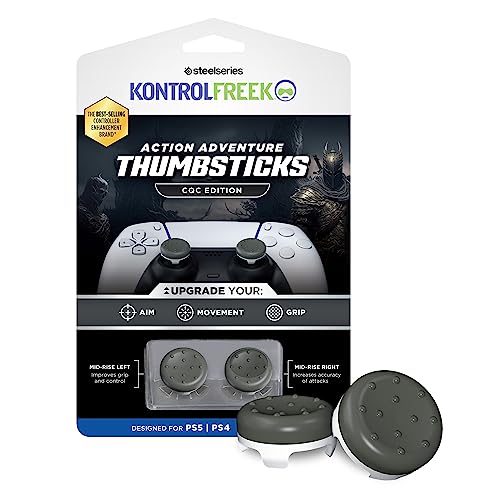 KontrolFreek CQC Classic for Playstation 4 (PS4) and Playstation 5 (PS5) Controller | Performance Thumbsticks | 2 Mid-Rise Concave | Gray/White