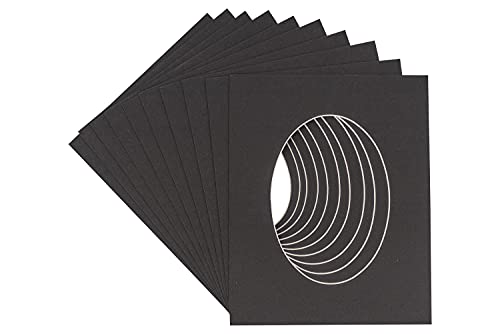 22x30 Mat Bevel Cut for 19x26 Photos - Precut Textured Black Oval Shaped Photo Mat Board Opening - Acid Free Matte to Protect Your Pictures - Bevel Cut for Family Photos, Pack of 25 Matboards Show