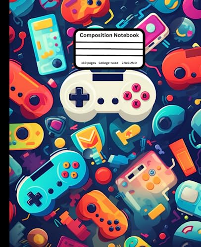 Composition Notebook Video Games Illustration Journal with 110 College Rule, White Pages