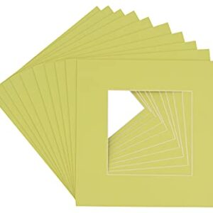 14x14 Mat Bevel Cut for 10x10 Photos - Precut Pistachio Green Square Shaped Photo Mat Board Opening - Acid Free Matte to Protect Your Pictures - Bevel Cut for Family Photos, Pack of 25 Matboards Show