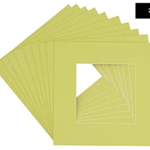 14x14 Mat Bevel Cut for 10x10 Photos - Precut Pistachio Green Square Shaped Photo Mat Board Opening - Acid Free Matte to Protect Your Pictures - Bevel Cut for Family Photos, Pack of 25 Matboards Show