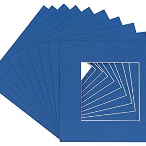 26x26 Mat Bevel Cut for 21x21 Photos - Precut Royal Blue Square Shaped Photo Mat Board Opening - Acid Free Matte to Protect Your Pictures - Bevel Cut for Family Photos, Pack of 10 Matboards Show Kits