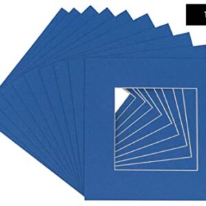 26x26 Mat Bevel Cut for 21x21 Photos - Precut Royal Blue Square Shaped Photo Mat Board Opening - Acid Free Matte to Protect Your Pictures - Bevel Cut for Family Photos, Pack of 10 Matboards Show Kits