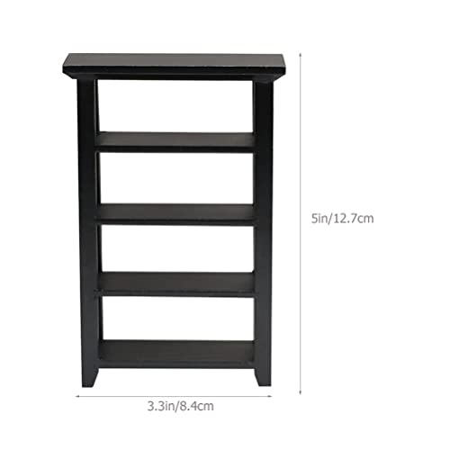 Veemoon Simulation Frame Wood Mini Wardrobe Book Cabinet Mini Bookcase Wooden Wardrobe Home Goods Home Decor Book Shelf Model Mini House Furniture Wooden Bookcase Decor Flower Stand Black