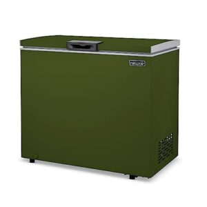newair 6.7 cu. ft. mini deep chest freezer and refrigerator in military green with digital temperature control, fast freeze mode, stay-open lid, removeable storage basket, self-diagnostic program