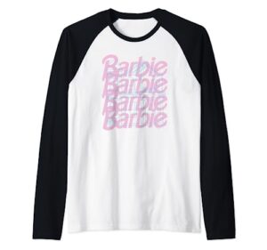 barbie - barbie logo house stacked raglan baseball tee