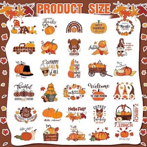 30 Sheets Fall Iron on Transfers for T Shirts Thanksgiving Pumpkin Iron on Decals Autumn Heat Transfers Vinyl Stickers Gnome Maple Leaf HTV Patches Appliques for Clothes Pillow DIY Crafts Decorations