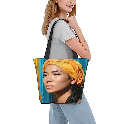 ZimiZu Singer Jhenes A-ikos Reusable Grocery Shopping Bags, Tote Bag Storage Casual Handbag For Shopping Beach Travel Work