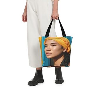 ZimiZu Singer Jhenes A-ikos Reusable Grocery Shopping Bags, Tote Bag Storage Casual Handbag For Shopping Beach Travel Work