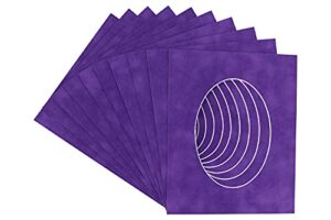 11x17 mat bevel cut for 9x13 photos - precut purple crocus suede oval shaped photo mat board opening - acid free matte to protect your pictures - bevel cut for family photos, pack of 25 matboards show