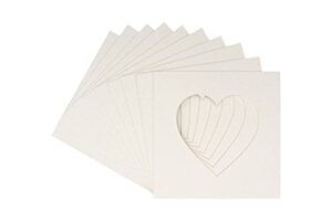 13x13 mat bevel cut for 9x9 photos - precut oyster shell white heart shaped photo mat board opening - acid free matte to protect your pictures - bevel cut for family photos, pack of 25 matboards show