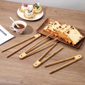 iHaumxs 4 Pcs Bamboo Tongs Set: Wooden Tongs for Cooking, 11.8in Kitchen Long Tongs & 9.8in Toaster Tongs, Bamboo Tongs for Kitchen Salad, Bacon, Pickles,Pasta,Grilling,Toast, Bread, Fruits.NO BPA