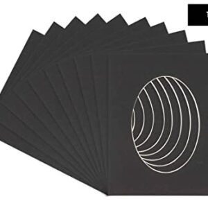 12x16 Mat Bevel Cut for 10x13 Photos - Precut Black Oval Shaped Photo Mat Board Opening - Acid Free Matte to Protect Your Pictures - Bevel Cut for Family Photos, Pack of 10 Matboards Show Kits With