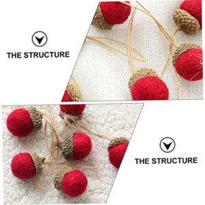 DECHOUS 6 Pcs Felt Pine Cones Wooden Decor Rustic Dining Table Christmas Garland Christmas Acorn Ornaments Christmas Hanging Pendant Christmas Felt Acorn DIY Pendant Christmas Pendants Red