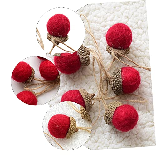 DECHOUS 6 Pcs Felt Pine Cones Wooden Decor Rustic Dining Table Christmas Garland Christmas Acorn Ornaments Christmas Hanging Pendant Christmas Felt Acorn DIY Pendant Christmas Pendants Red