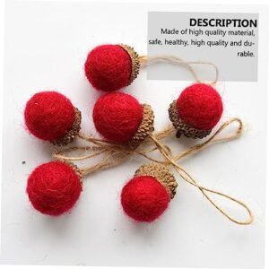 DECHOUS 6 Pcs Felt Pine Cones Wooden Decor Rustic Dining Table Christmas Garland Christmas Acorn Ornaments Christmas Hanging Pendant Christmas Felt Acorn DIY Pendant Christmas Pendants Red