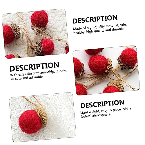 DECHOUS 6 Pcs Felt Pine Cones Wooden Decor Rustic Dining Table Christmas Garland Christmas Acorn Ornaments Christmas Hanging Pendant Christmas Felt Acorn DIY Pendant Christmas Pendants Red