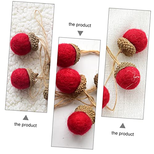 DECHOUS 6 Pcs Felt Pine Cones Wooden Decor Rustic Dining Table Christmas Garland Christmas Acorn Ornaments Christmas Hanging Pendant Christmas Felt Acorn DIY Pendant Christmas Pendants Red