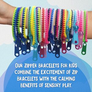 only U 20-Piece Friendship Zipper Bracelets Sensory Fidget Toys Kit for Kids - Perfect Valentines, Birthdays, Goodie Bags, Easter Stuffers - Bulk Set of 20 Bracelets, Party Favors, Gifts