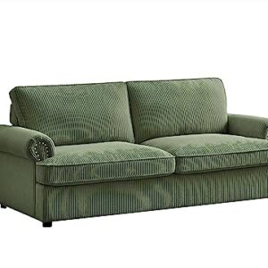 Container Furniture Direct Reversible Sleeper Sofa with Memory Foam Mattress, Comfortable and Durable Full Size Bed Couch for Living Rooms, Upholstered with Corduroy Fabric, 70" Wide, Dark Green