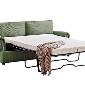 Container Furniture Direct Reversible Sleeper Sofa with Memory Foam Mattress, Comfortable and Durable Full Size Bed Couch for Living Rooms, Upholstered with Corduroy Fabric, 70" Wide, Dark Green