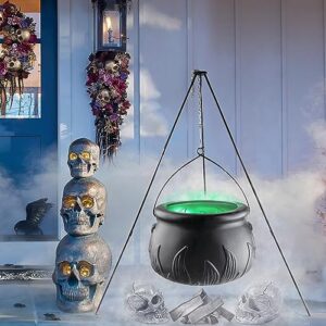 halloween outdoor decorations large cauldron halloween decor on tripod with timer lights - black plastic cauldron witches halloween decorations for porch yard outdoor