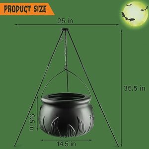 Halloween Outdoor Decorations Large Cauldron Halloween Decor on Tripod with Timer Lights - Black Plastic Cauldron Witches Halloween Decorations for Porch Yard Outdoor