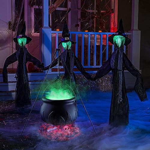 Halloween Outdoor Decorations Large Cauldron Halloween Decor on Tripod with Timer Lights - Black Plastic Cauldron Witches Halloween Decorations for Porch Yard Outdoor