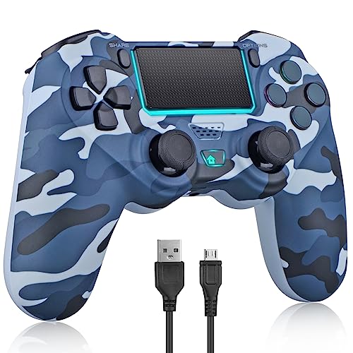 ZOKIKY Wireless Controller for PS4,Remote for Playstation 4/Pro/Slim/,with Double Shock/Audio/Six-axis Motion Sensor（Camouflage Blue）