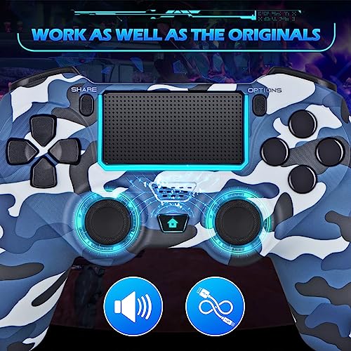 ZOKIKY Wireless Controller for PS4,Remote for Playstation 4/Pro/Slim/,with Double Shock/Audio/Six-axis Motion Sensor（Camouflage Blue）