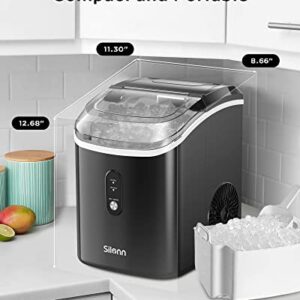 Nugget Countertop Ice Maker, Silonn Chewable Pellet Ice Machine with Self-Cleaning Function, 33lbs/24H, Portable Ice Makers for Home, Kitchen, Office, Black