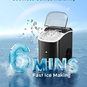 Nugget Countertop Ice Maker, Silonn Chewable Pellet Ice Machine with Self-Cleaning Function, 33lbs/24H, Portable Ice Makers for Home, Kitchen, Office, Black