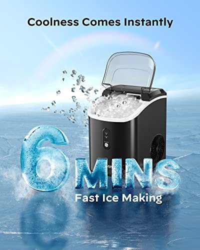 Nugget Countertop Ice Maker, Silonn Chewable Pellet Ice Machine with Self-Cleaning Function, 33lbs/24H, Portable Ice Makers for Home, Kitchen, Office, Black