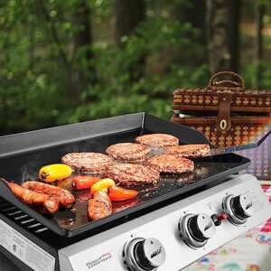 Royal Gourmet PD1300C 3-Burner Portable Propane Griddle, Regulator, Cover and Carry Bag Included, Tabletop Gas Grill, Outdoor Camping Cooking, Tailgating, Black