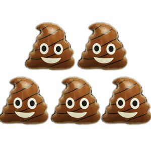 Gallasy 5pcs Big Poop Balloon, Foil Helium Poo Balloon for Halloween, Birthday, Retirement Party, 19x22 inch