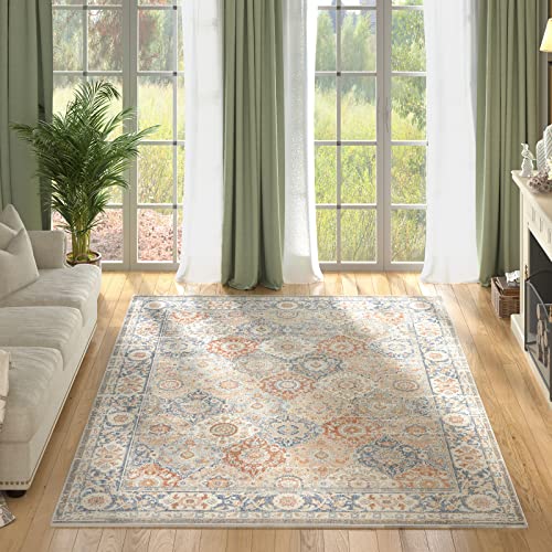 FairOnly 5x7 Area Rug Bohemian Floral Medallion Rugs for Living Room Bedroom Rugs Persian Boho Area Rug, Non-Slip Non-Shedding Rugs Vintage Rugs,Bohemian Large Area Rug Floor Carpet Mat,5x7