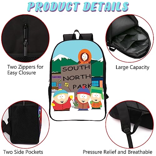 Lesome 3-Piece School Backpack,South North Park Backpack Boys Girls School Bag Back to School Supplies with Lunch Box and Pencil Case