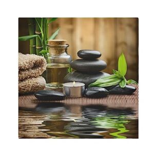nesatuwa 20 x 20 inch zen basalt stones on wood cloth napkins washable soft polyester dinner napkins reusable for weddings party dinner decoration - 1 pack