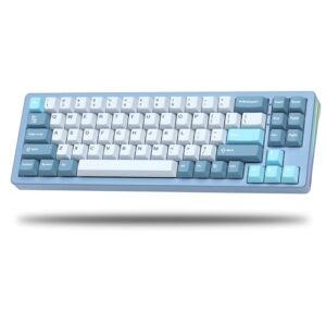 womier s-k71 75% gaming keyboard, aluminum alloy shell wireless mechanical keyboard bluetooth/2.4g/wired hot swappable pre-lubed switches, gasket mounted rgb keyboard, pbt keycaps for mac/win, blue