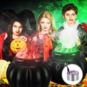 Jenaai 22" Inflatable Halloween Black Cauldron Pot with LED Mister Fogger Maker Changing Light Witches Cauldron Candy Bucket Beverage Bowl for Party Trick or Treat Halloween Decor