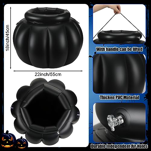 Jenaai 22" Inflatable Halloween Black Cauldron Pot with LED Mister Fogger Maker Changing Light Witches Cauldron Candy Bucket Beverage Bowl for Party Trick or Treat Halloween Decor