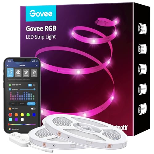 Govee 130ft LED Strip Lights, Bluetooth RGB LED Lights with App Control, 64 Scenes and Music Sync LED Lights Strip for Bedroom, Living Room, Party, ETL Listed Adapter (2 Rolls of 65ft)