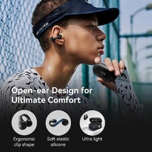 Sanag Open Ear Wireless Earbuds Bluetooth 5.3 Clip On Earphones Small Bone Conduction Headphones with Microphone 24Hrs Playback Charging Case Waterproof for Gym Workout Running Sport