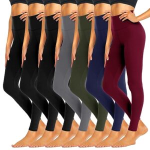 icerose 7 pack leggings for women, high waisted black yoga leggings for workout running maternity