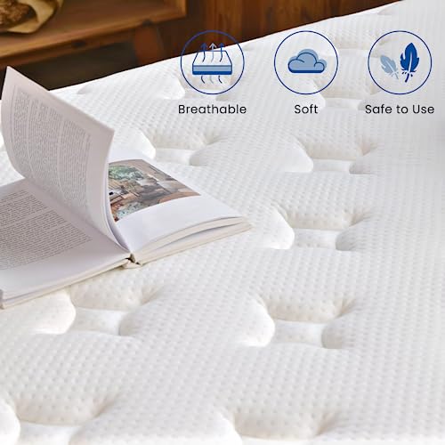 Coolvie Twin XL Mattress 12 Inch, Medium Firm XL Twin Mattress in a Box, Hybrid Individual Pocket Springs with Memory Foam, Cooler Sleep with Pressure Relief and Support