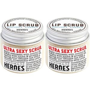 100% natural lip scrub for soft, smooth lips, vegan lip scrub gentle exfoliator for chapped and dry lips. 2 pc coconut lip exfoliator set lip exfoliator.