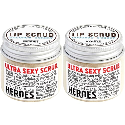 100% Natural Lip Scrub for Soft, Smooth Lips, Vegan Lip Scrub Gentle Exfoliator for Chapped and Dry Lips. 2 pc Coconut Lip Exfoliator Set lip exfoliator.