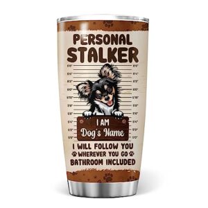 kobalo personalized chihuahua tumblers with lid 20oz personal stalker dog tumbler gifts for dog lover mom dad i will follow you cup christmas birthday double wall vacuum insulated coffee mug