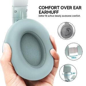 AUSDOM Wireless Noise Cancelling Headphones Bluetooth, E7 Over-Ear ANC Headphones with Microphone, 50Hrs Playtime, Hi-Fi Stereo Sound, USB C Charge, Comfortable Earpads for Travel Work, Mint Green