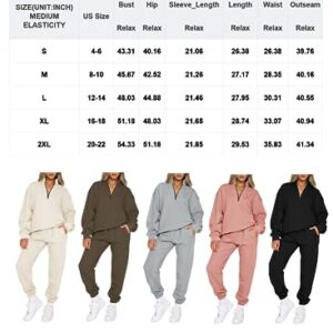 Aleumdr Womens 2 Piece Sweatsuit Sets 2023 Fall Trendy Half Zip Pullover Long Sleeve Sweatshirt Jogger Pants Outfits with Pockets Black XX-Large